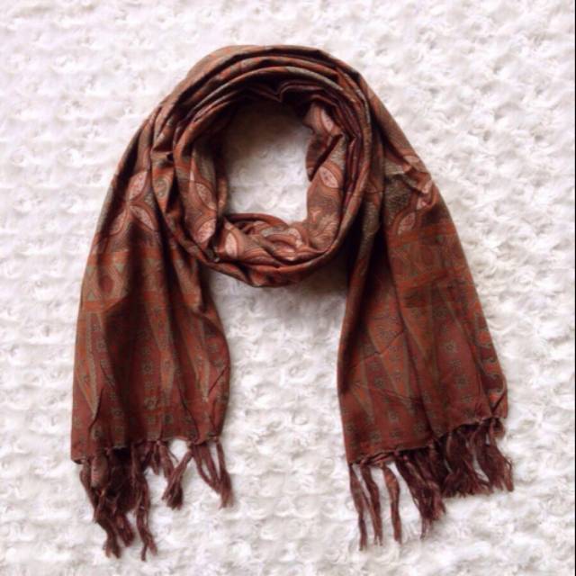 Omah Etnik Scarf Batik Syal Batik Shawl Batik Kawung - Cokelat Kehijauan