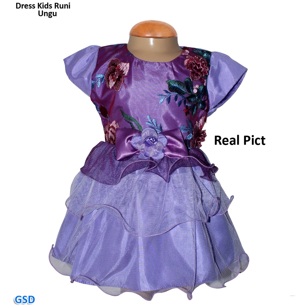 Dress Kids Runi/ Mini Dress Bayi Perempuan Usia 9-12 Bulan - Gaun Kasual Anak Kecil