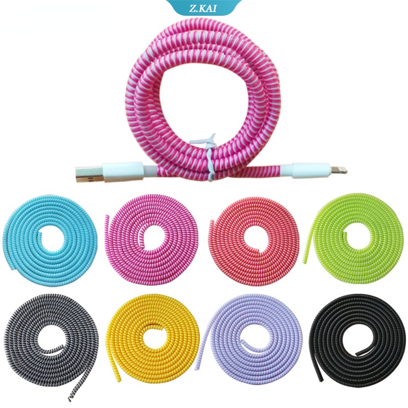 Tali Pelindung Kabel Data / Charger Usb / Earphone Model Spiral Panjang 1.4m Aneka Warna