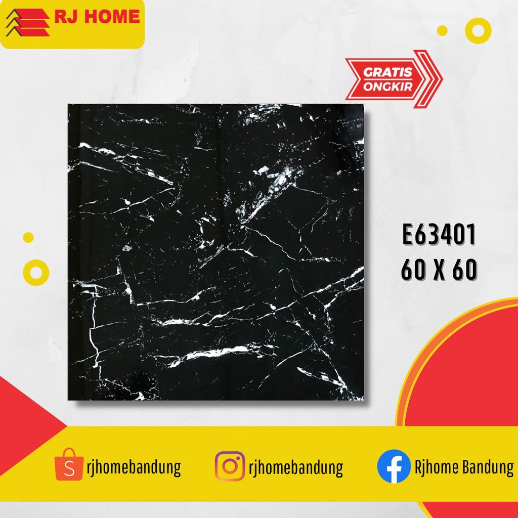 GRANIT MURAH / GRANIT LANTAI / TORCH E63401 / MOTIF MARMER HITAM / 60X60 - RukunJayaKeramik