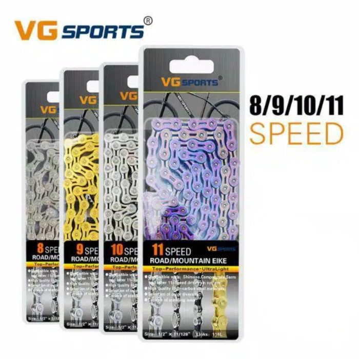 MURAH   Rantai vg sports sepeda 7 8 9 10 speed lipat gold emas silver sport