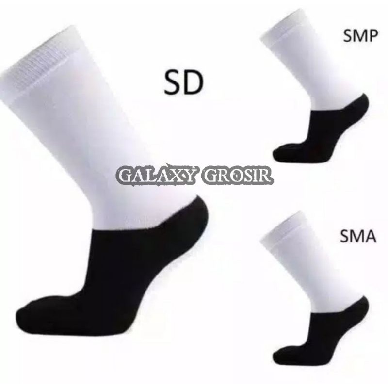 [12pcs] Kaos kaki sekolah SD SMP SMA Putih hitam harga grosir