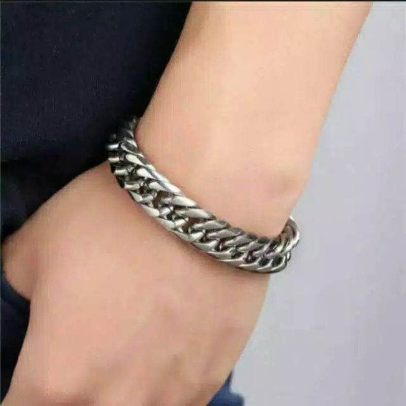 COD!! PROMO gelang pria gelang stenles import anti karat gelang baja pria gelang rantai pria titanium