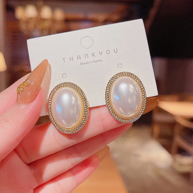 Shuling French Retro Baroque Pearl Earrings S925 Stud Earrings Ear Jewelry