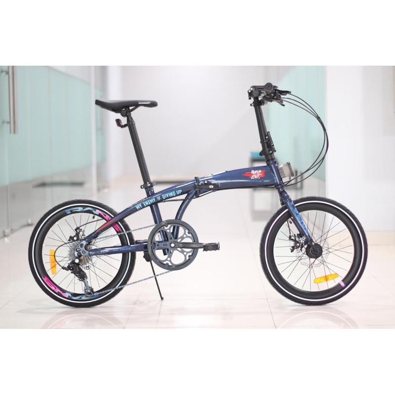 Instan Sepeda Lipat Element Police Milan Rans 2.0 Entertainment Raffi Ahmad Nagita Slavina Rafathar limited SNI 20 inch 8 speed rem cakram-Blue