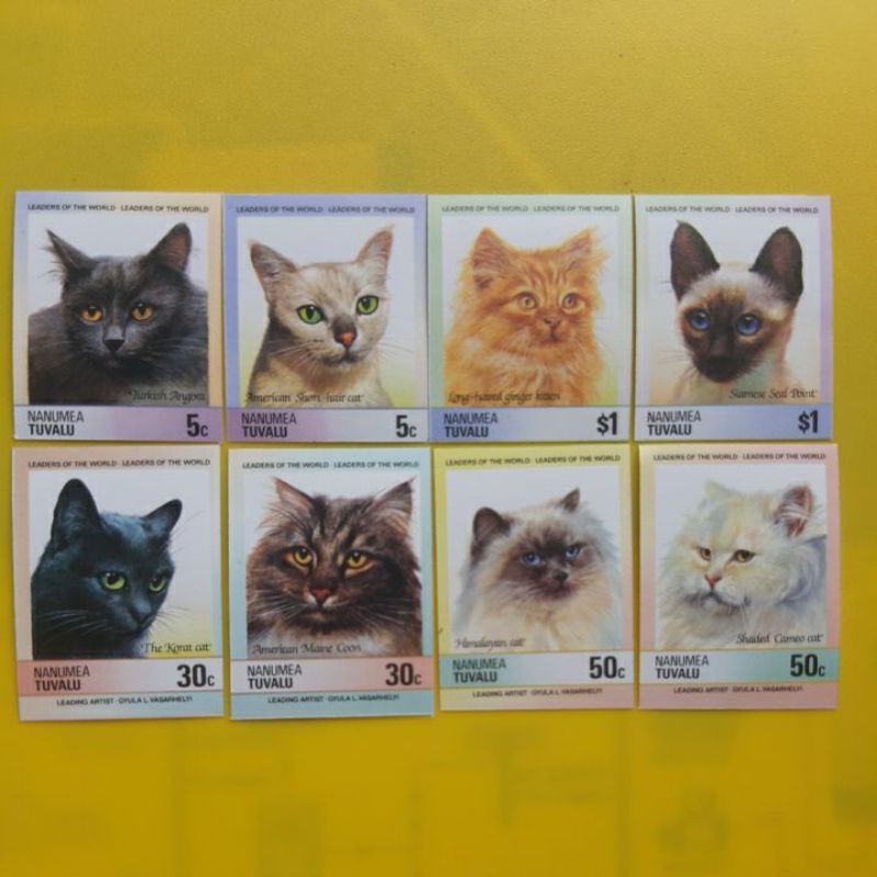

Perangko Nanumea TUVALU seri kucing set 8 prangko MNH imperf