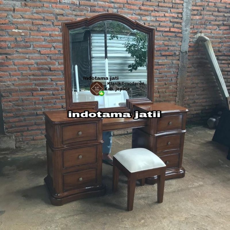 meja rias klasik antik kayu jati solid