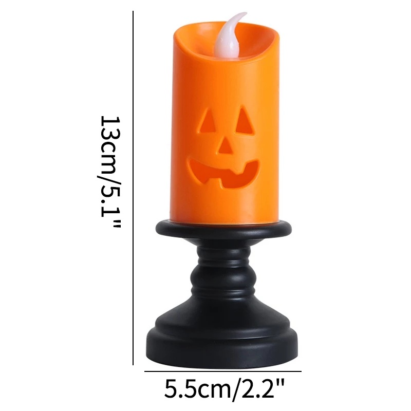 Lampu Lilin LED Elektronik Bentuk Labu Tengkorak Untuk Dekorasi halloween