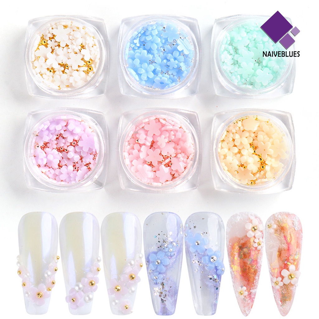 Naiveblue 1 Kotak Dekorasi Nail Art 3D Bahan Resin Warna Gradasi