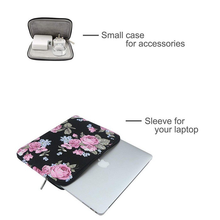 Tas Laptop Macbook Sleeve Mosiso Flower Shockproof with Pouch 11 12  inch