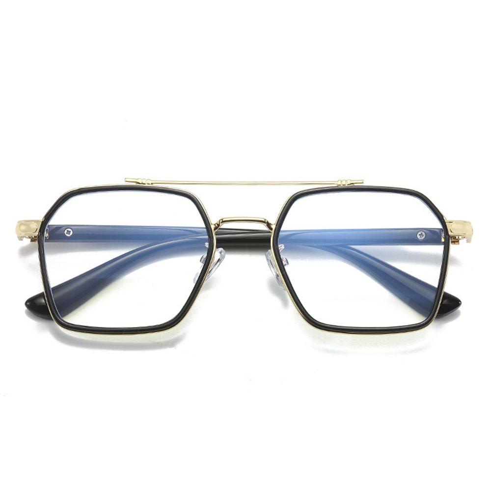 NEEDWAY Kacamata Anti-Cahaya Biru Hitam Vintage Vision Care Square Double Bridges Fashion Blocking Glasses