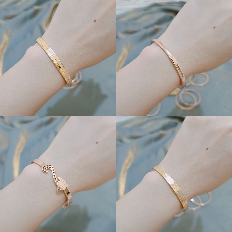 （COD)gelang bangle wanita cewek fashion baja titanium rose gold tidak luntur bagus import promo