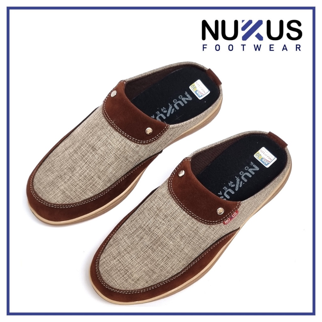 Nukus Sandal Selop Pria Kasual Bustong Coklat - NK K 02 JH