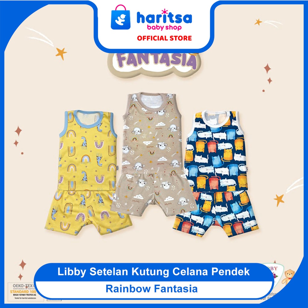 Libby Setelan Oblong Kutung Motif SML / Libby Baju bayi Rainbow Fantasia /Setelan piyaman anak