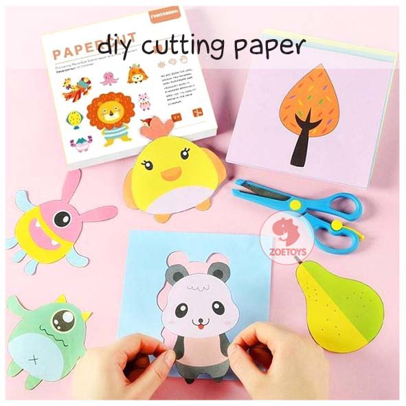Zoetoys Diy Cutting Paper | Mainan Gunting Aktivitas Latihan Lembar Kerja Menggunting Papercut Art n Craft Cut Activity Set | Animal Origami Paper Craft Funny | Mainan Edukasi Anak