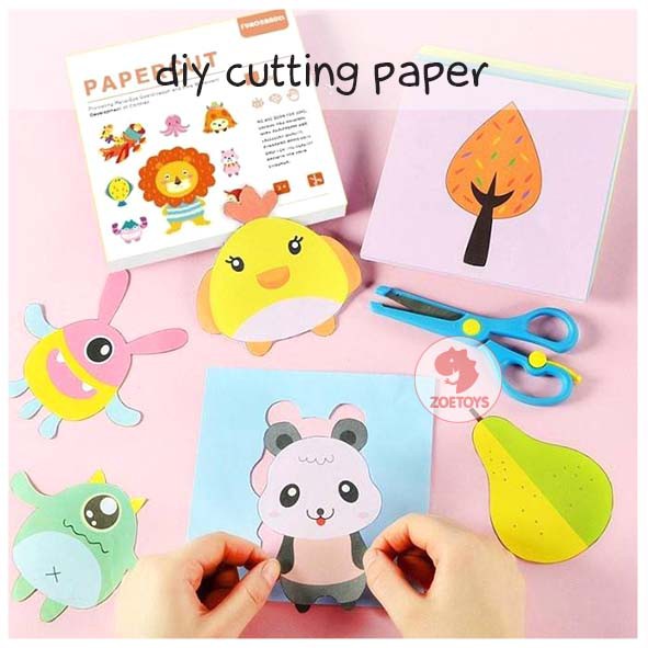 Zoetoys Diy Cutting Paper | Mainan Gunting Aktivitas Latihan Lembar Kerja Menggunting Papercut Art n Craft Cut Activity Set | Animal Origami Paper Craft Funny | Mainan Edukasi Anak