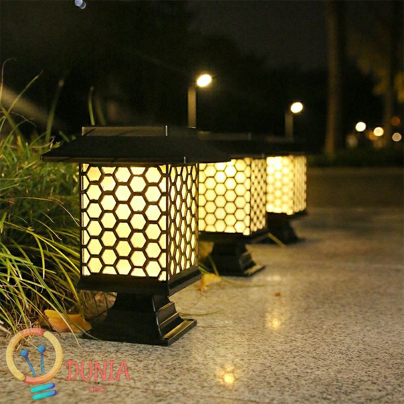 Lampu Solar Pagar Taman 5 LED Model Minimalis Besar / Lampu Tenaga Surya Sensor Cahaya Bisa Untuk Pagar