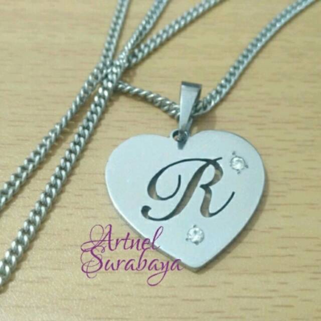Kalung  Love Inisial Stainless Monel