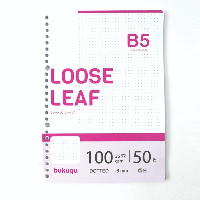 

kertas- hvs loose leaf b5 100 gsm - dotted by bukuqu -kertas.