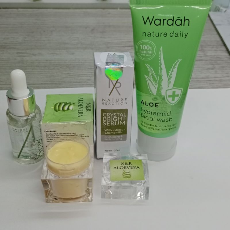 Serum NR Nature Reaction 3in1(Paket Facial Wash Wardah Hydramild+Serum NR+Cream N&amp;R Beauty