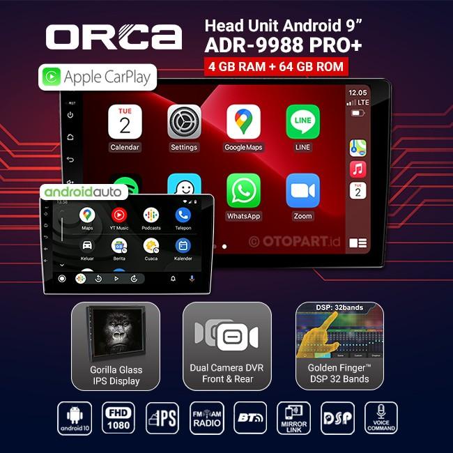 Unit | Head Unit Android Auto Carplay 9 Inch Orca Adr-9988 Pro+ Plus Dvr