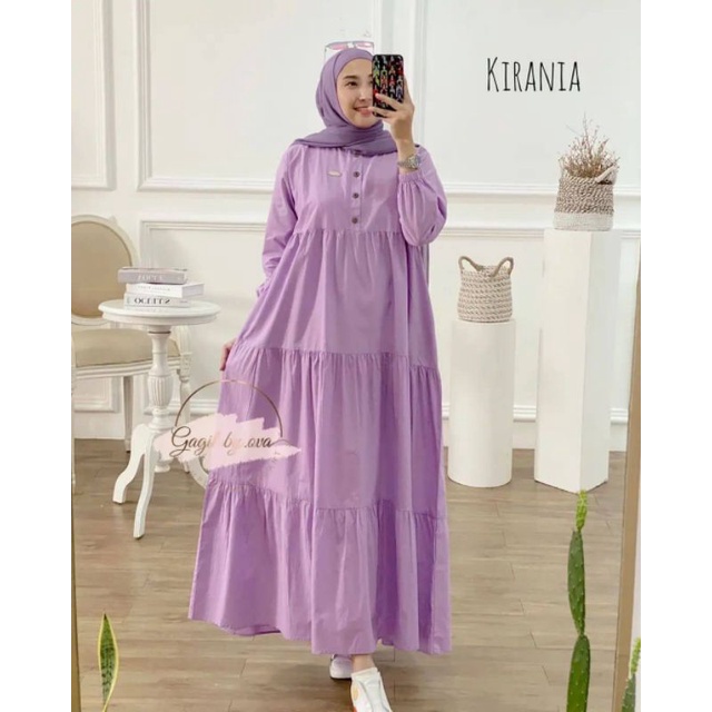 NEW PRODUK DRESS KIRANIA COTTON RAYON/GAMIS MUSLIM WANITA TERBARU L XL/DRESS KATUN RAYON TERLARIS/FAR MOSLEMSTORE