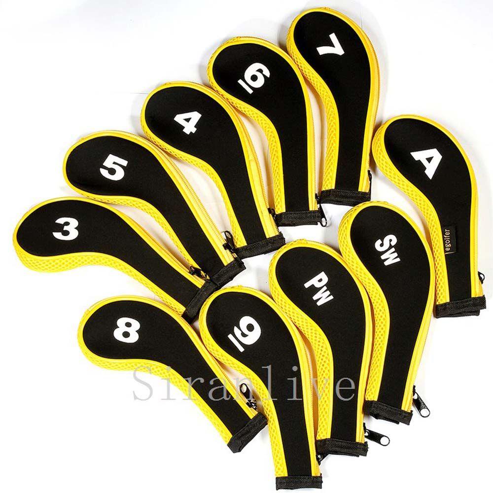 REBUY Penutup Kepala Besi Golf 3-9,P,S,A 12Pcs Wedge cover Dengan Desain Angka Golf Iron Covers Set Leher Panjang Golf Putter Aksesoris Peralatan Latihan Penutup Kepala Golf Ritsleting