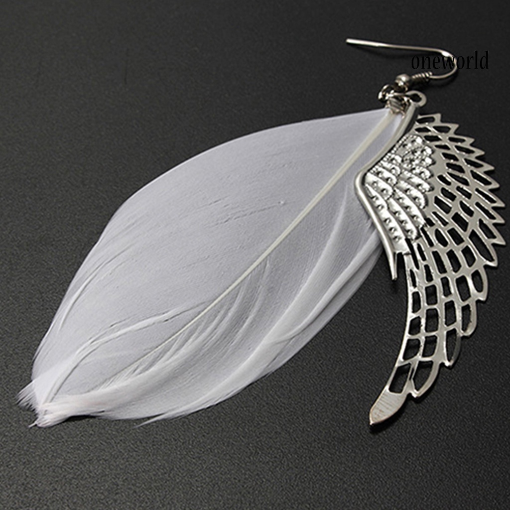 OW@ Earrings Angel Wing Design Beautiful Alloy Jewelry Gift Hook Earrings for Daily Life