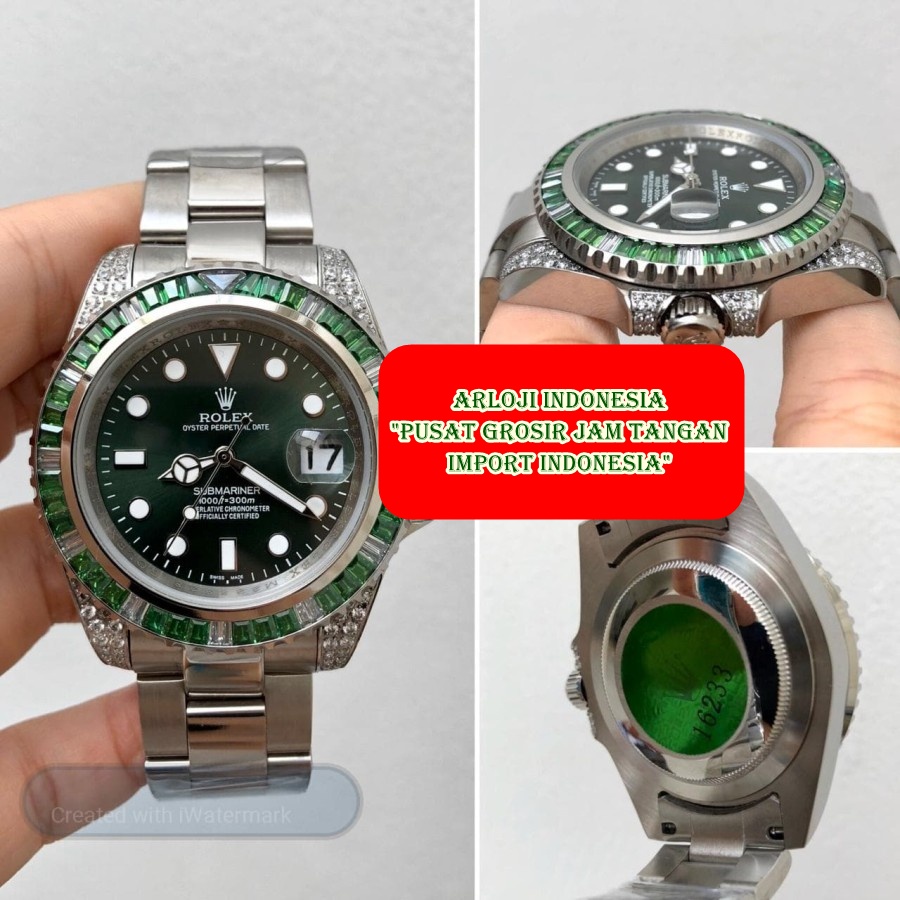 Promo Jam Tangan Pria ROLEX Submariner Hulk Diamond Garansi 1th