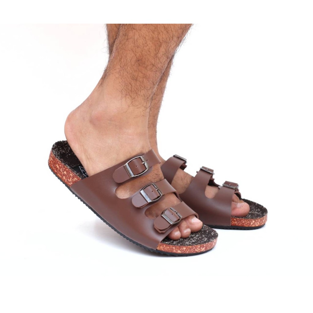 Sandal Pria Casual Fashion Outdoor Kasual Semi Kulit Sendal Pria Party Santai Slide Flip Flop