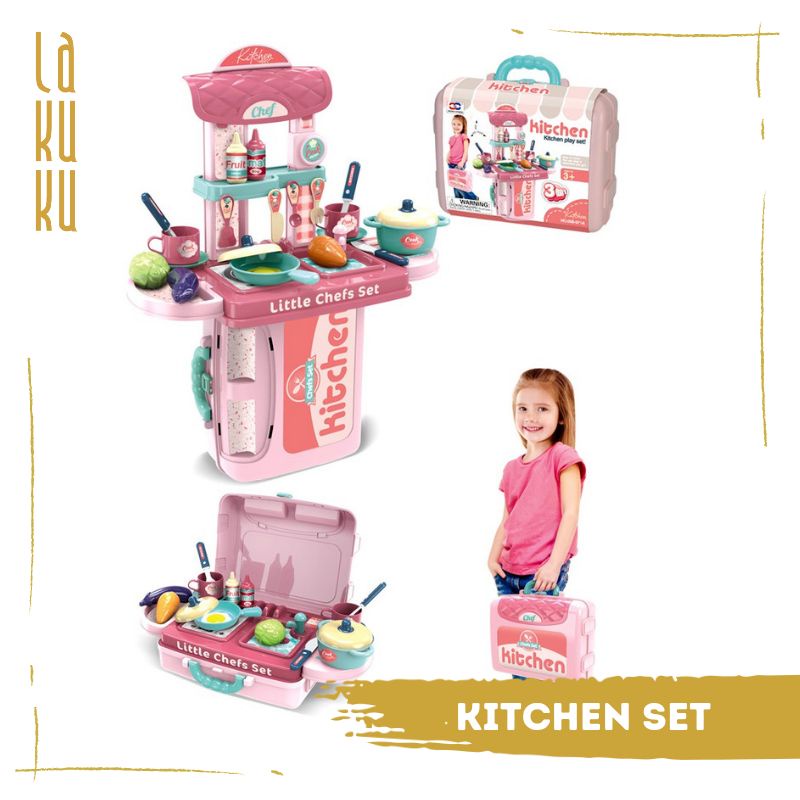 Lakuku - Pretend Toys Mainan Activity Dapur Kitchen Set Makeup Mechanic Meja Rias Doctor Anak dalam Koper Bag 3 in 1