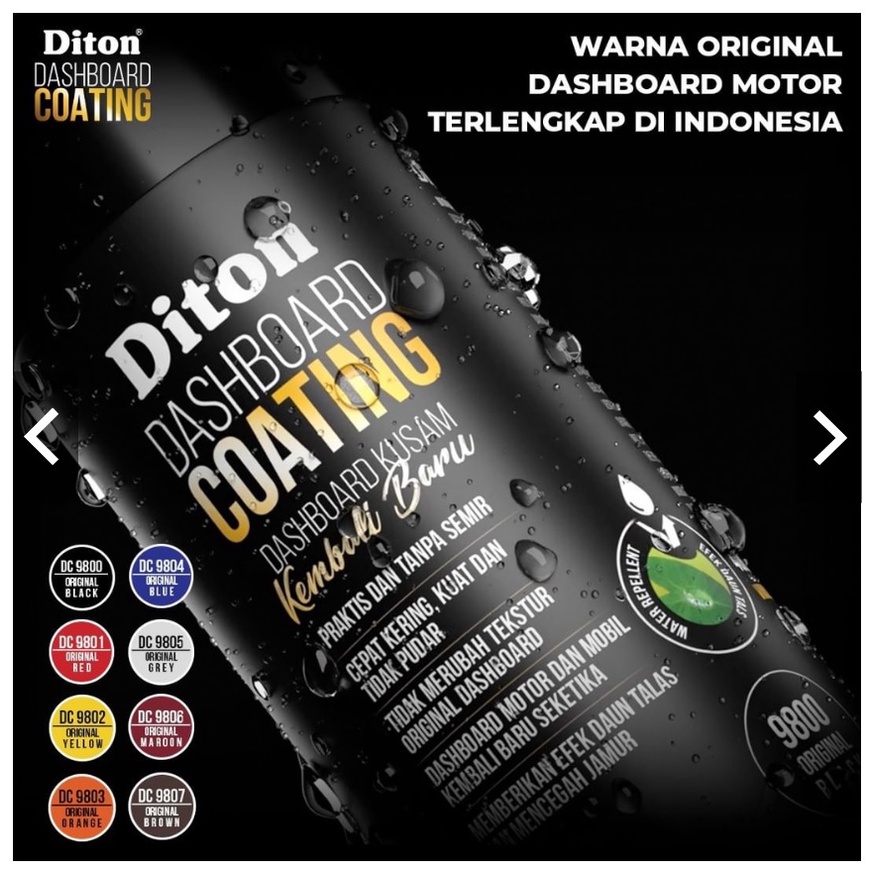 DITON Premium Dashboard Coating Pengkilap Motor dan Mobil - Kilap Seperti Baru (Original Black 9800 Original Red 9801 Original Yellow 9802 Original Orange 9803 Original Blue 9804 Original Grey 9805 Original Maroon 9806 Original Brown 9807 (400cc)