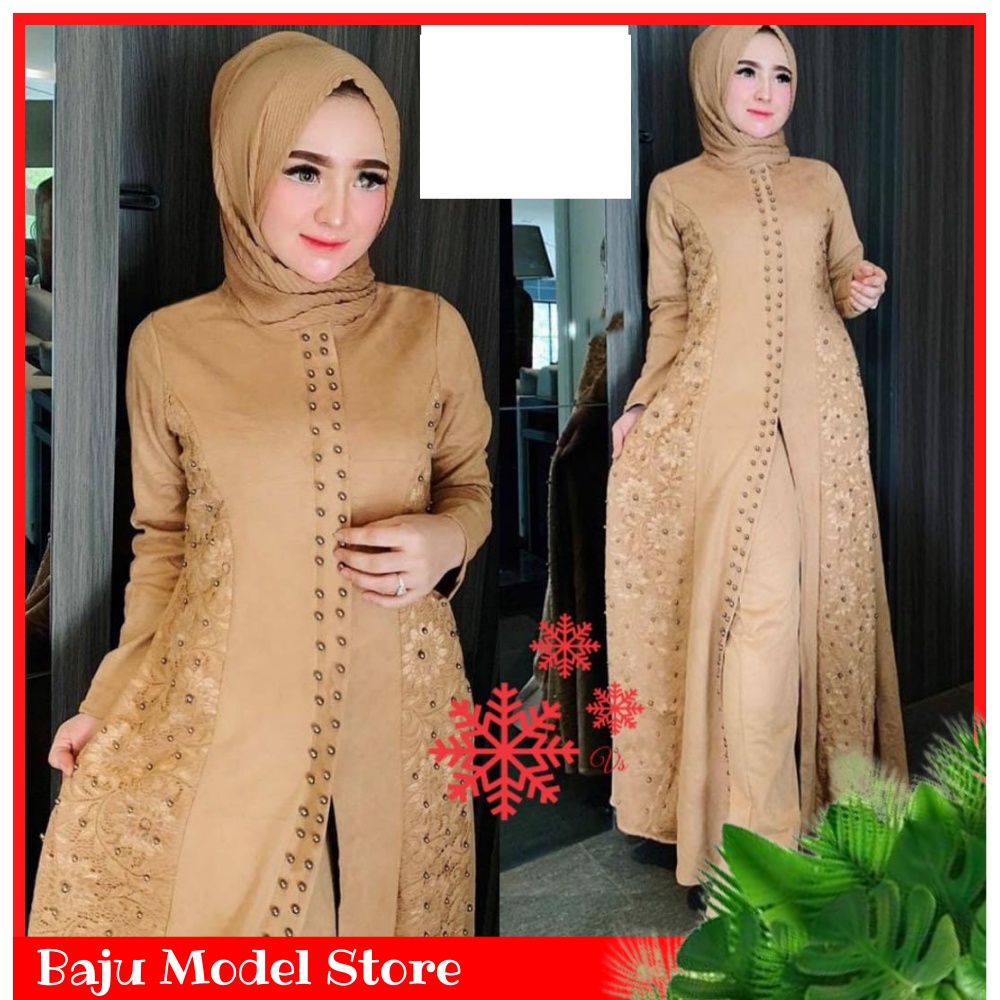 BAJU MODEL - Setelan Wanita Set Menzel Size M L XL XXL One Set Kekinian Gamis Celana Panjang Muslim 