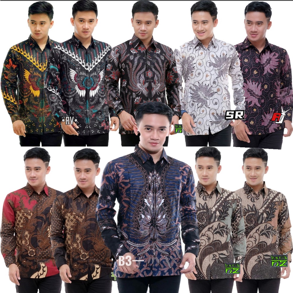 Batik Pria Lengan Panjang BATIK NAKULA HRB026 motif KERATONAN Kode 002 size M L XL XXL Reguler