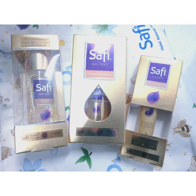 Paket Dasar SAFI AGE DEFY Gold Water Essence+ Serum + Eye Cream