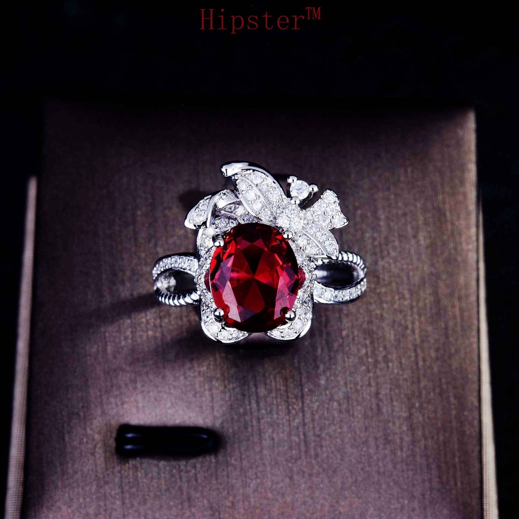 Cincin Batu Permata Warna Merah Untuk Wanita