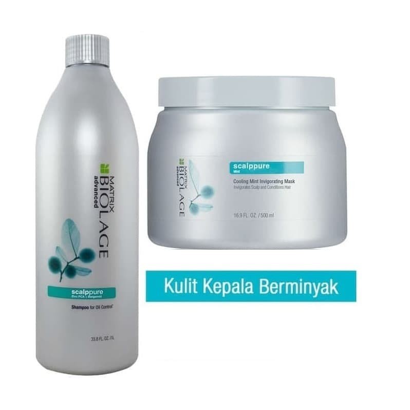 MATRIX Biolage Scalppure Cooling Mint Hair Mask - Masker Perawatan Pelembut Rambut Kulit Kepala Berminyak 500 ml