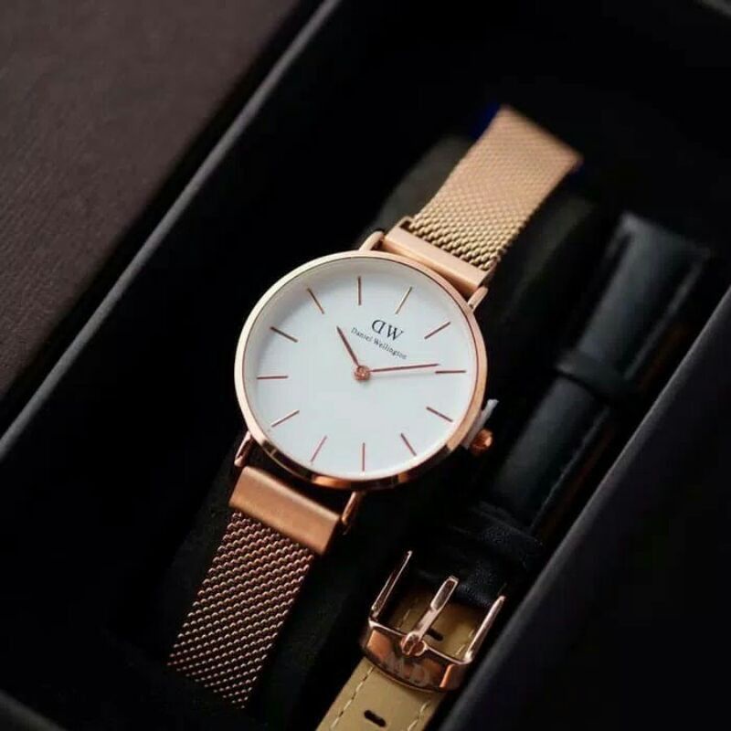 Jam tangan wanita Classic DW PETITE RANTAI STANLIST FREE TALI kulit