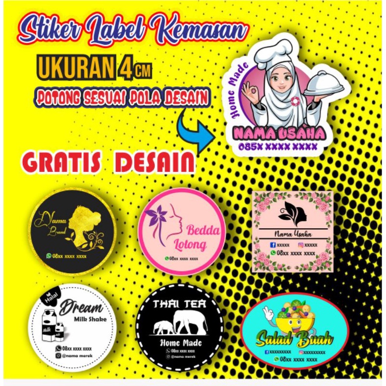 

STIKER LABEL MAKANAN/MINUMAN/KEMASANAN UKURAN 4cm