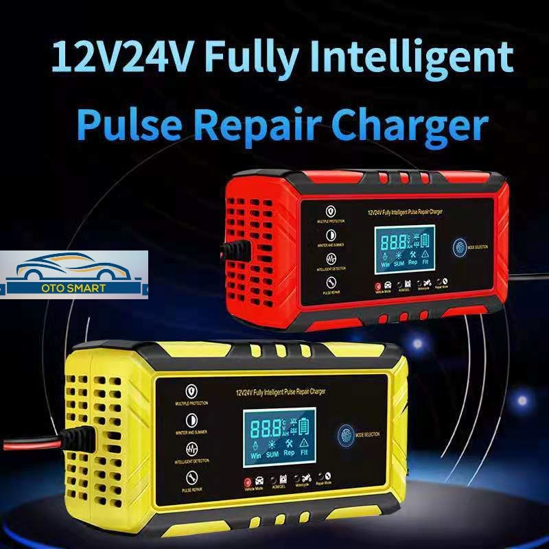 CHARGER AKI MOBIL MOTOR 12V DAN 24V REPAIR AKI OTOMATIS CHARGER AKI INTELLIGENT AUTOMATIC 12V-24V 8A&amp;4A/12V6A