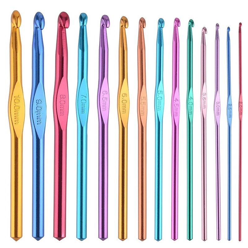 Hakpen aluminium set/ jarum rajut/crochet hook set 14pcs/set