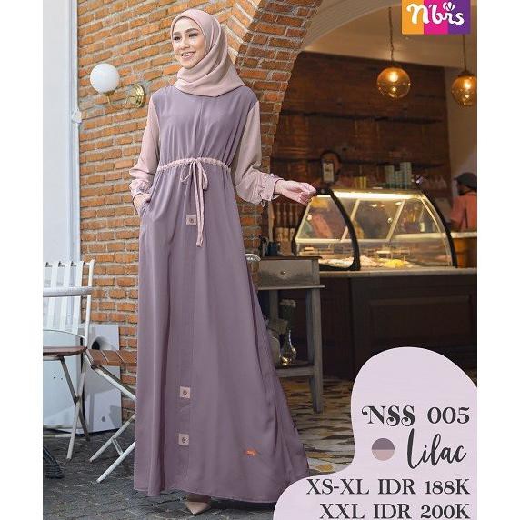 ( BISA COD ) Gamis Nibras Nbrs NSS 005 / Baju Gamis Wanita Dewasa Nibras Syari 2020 - Lilac, XS STOK