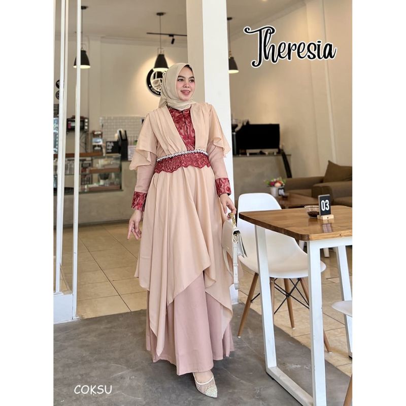 NEW LEBARAN GAMIS PESTA MUSLIM THERESIA LD 106 / gamis pesta mewah terlaris terbaru