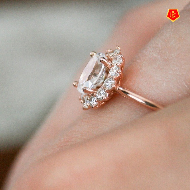 [Ready Stock]Women's Fashion Luxury Opal Ring 18K Rose Gold