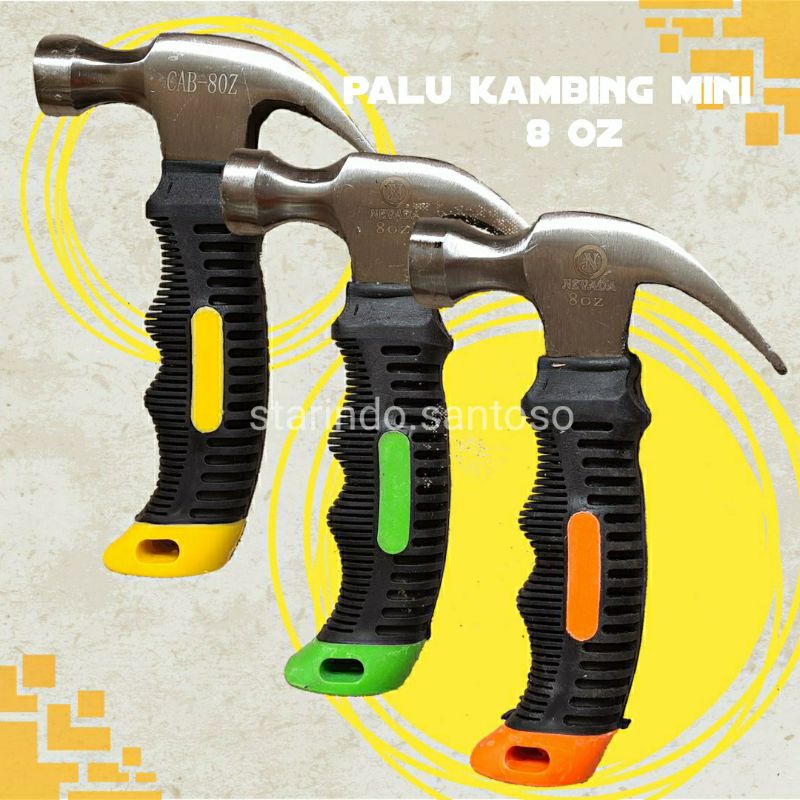 PALU KAMBING MINI cebol 8oz gagang karet mini claw hammer