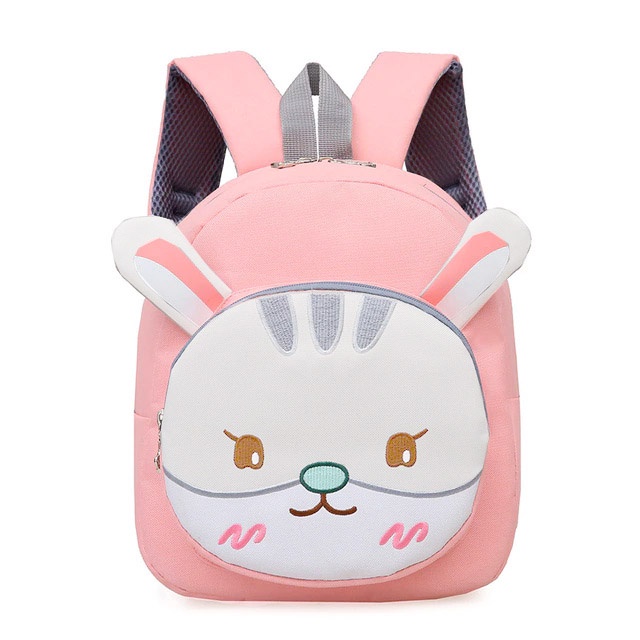 Tas Ransel Tas Anak UNICORN POM POM CAT KIDS SCHOOL BAG 3D CARTOON EFFECT ANIMALS SERIES - PINK - Tas Sekolah Anak