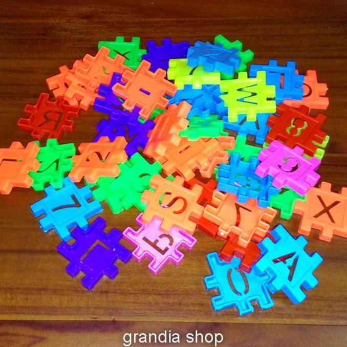 OBRAL Lego Kubus Huruf Plastik mainan edukatif bongkar pasang Termurah