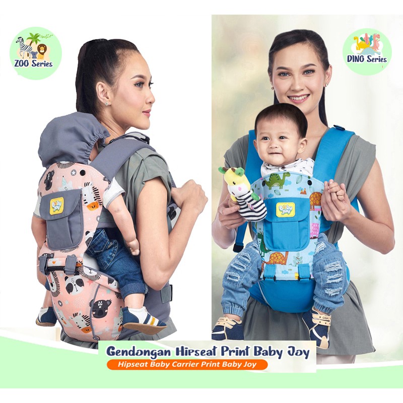 Gendongan Bayi Depan Hipseat Print Zoo Dino Series Merk Baby Joy