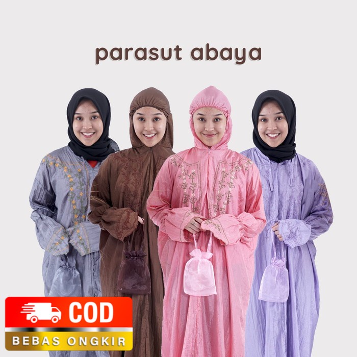 Mukena Dewasa Parasut Abaya Terusan Adem Lembut Bonus Tas Cantik - Putih