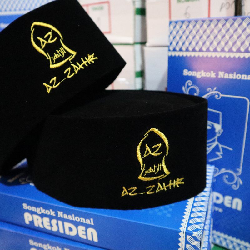 PROMO !!! SONGKOK PECI HITAM Logo AZ ZAHIR MEREK PRESIDEN